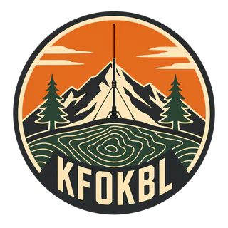 KF0KBL mountain and radio badge